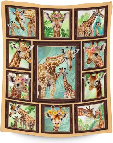 Vista 27 de Manta de jirafa para regalo, 30 x 40 pulgadas, bonita manta para adultos y niños, mantas amarillas de felpa suave para sofá, oficina