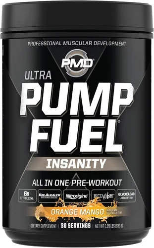 Vista 2 de PMD Sports Ultra Pump Fuel Insanity - Pre entrenamiento - Mango naranja tropical (30 porciones) Sports CG5 Premium Creatina y L-Glutamina en polvo