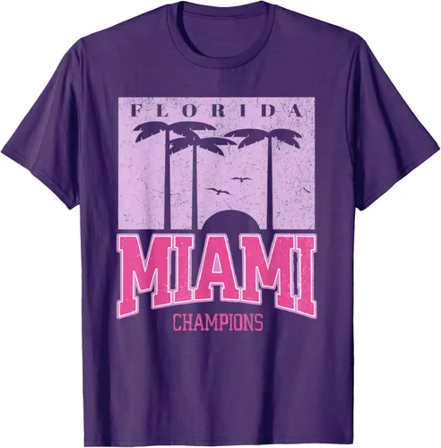 Vista 20 de MIAMI Beach Sunset Camiseta Florida Miami Palm Trees Camiseta Camiseta, Negro