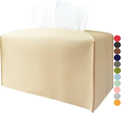Vista 25 de Cubierta de Caja de Paños Grande Rectangular – Soporte de Caja de Paños Rectangular de Tamaño Plus con Cinturón Inferior [JESMINI, Negro] Soporte