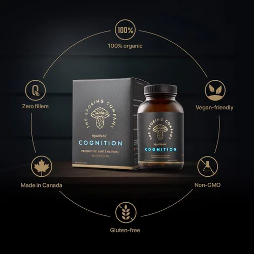 Vista 5 de Mycoveda Cognition Lions Mane Hongo, Bacopa Monnieri Suplemento natural para una mejor cognición y concentración