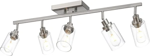 Vista 9 de MELUCEE Kit de Iluminación de Riel de 4 Luces, Luminarias de Latón para Tocador de Baño con Cabezal de Riel Ajustable, Lámpara de Techo Tipo Foco