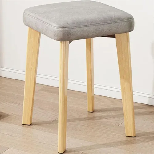 Vista 10 de Solid Wood Square Office Stool Stackable & Scratch Resistant Stool Living Room Dining Table Stool High Stool Makeup Stool Fabric Small Square Stool