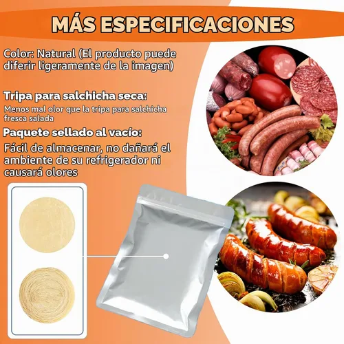 Vista 7 de HAIKISS Carcasa de salchicha de secado comestible, tripas naturales para salchichas caseras sabrosas, salchichas de desayuno, perrito caliente