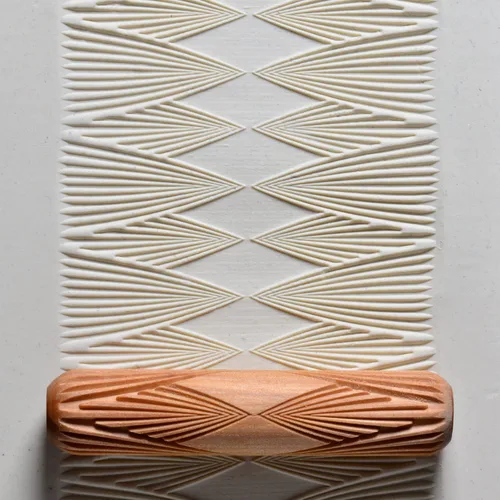 Vista 42 de MKM Pottery Tools Rodillos de mano grandes de madera para arcilla (BHR-01 Diagonal Basketweave)