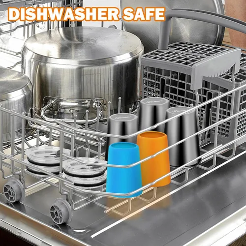 Vista 4 de Tazas para niños con tapas y pajitas, 5 paquetes mejorados de 350 ml de acero inoxidable irrompibles con funda colorida, tazas a prueba de derrames