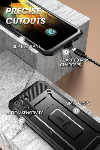 Vista 6 de SUPCASE Unicorn Beetle Pro Series - Funda diseñada para Samsung Galaxy S21 FE 5G (versión 2022), funda resistente de doble capa y función atril