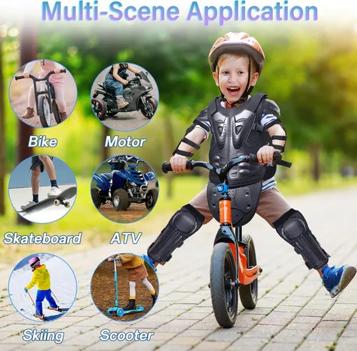 Vista 2 de StarknightMT Traje de armadura de motocicleta para niños actualizado, juego de protección para moto de cross para adolescentes, equipo de moto