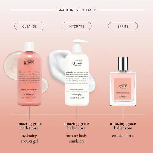 Vista 4 de philosophy amazing grace ballet rose - dreamy & floral women's perfume - with notes of rose, lychee & musk