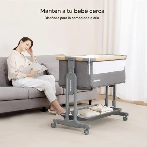 Vista 6 de Maydolly - Moisés de bebé 3 en 1 con modo mecedora suave, color gris