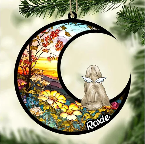 Vista 593 de LOVELYPOD Adorno de Navidad personalizado para perro Basset Hound (marrón) Basset Hound (marrón) adorno para atrapasoles de perro, razas de perros