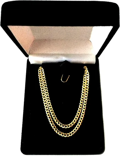 Vista 4 de Jewelry Affairs 10k Yellow Gold Comfort Curb Chain Necklace, 2.6mm