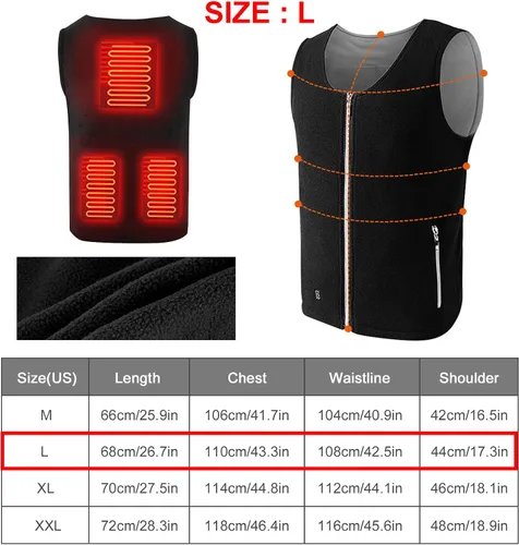 Vista 7 de Fragraty Chaleco térmico con batería de 12000 mAH que incluye chaqueta térmica eléctrica de 3 niveles de calefacción para hombres y mujeres chaleco