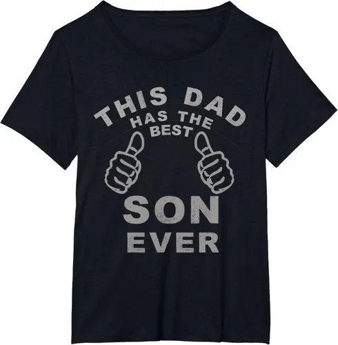 Vista 33 de Camiseta con texto en inglés "This Dad Has the Best Son Ever", regalo del día del padre, Negro