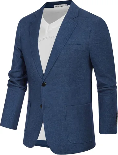 Vista 2 de GRACE KARIN Chaquetas de traje casual para hombre, abrigos deportivos ligeros de 2 botones