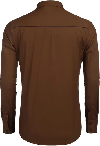 Vista 6 de COOFANDY Camisa occidental para hombre de manga larga con bordados, camisa de vaquero casual con botones café (01-Coffee(Pattern1))