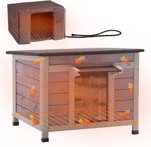 Vista 9 de Casa de madera para perros pequeños, gatos, jaula de interior con solapas de puerta de PVC