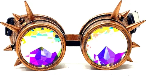 Vista 12 de Mad Scientist Time Traveler Steampunk - Gafas de disfraz de Halloween para mujeres y hombres Espiga de oro