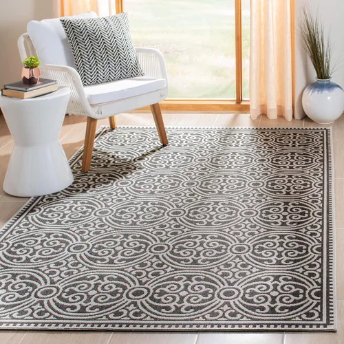 Vista 28 de SAFAVIEH Alfombra lavable para exteriores Linden Collection - 4 x 6 pies, aguamarina y crema, no desprende pelusa y fácil de limpiar, ideal