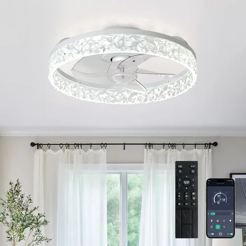 Vista 14 de Depuley Ventiladores de techo con luces y control remoto: ventilador de techo de montaje empotrado moderno de perfil bajo de 20 pulgadas con control