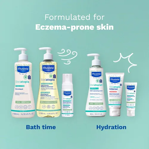 Vista 9 de Mustela Stelatopia Eczema - Crema facial emoliente para la piel del bebé, hidratante facial con aguacate natural y aceite de girasol, sin fragancia