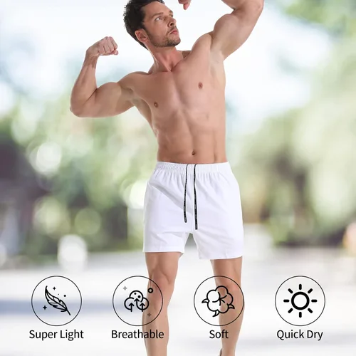 Vista 3 de VPOS Pantalones cortos de gimnasio para hombre de 5 pulgadas, ligeros pantalones cortos deportivos para hombre, de secado rápido, con bolsillos