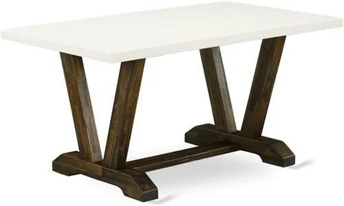 Vista 8 de East West Furniture VT026 Mesa de comedor estilo V – una mesa de cocina rectangular con patas elegantes, 36 x 60 pulgadas, multicolor