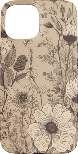 Vista 6 de Funda para iPhone 12 Pro Max Beige Tan Wildflower Floral Minimal Flower Boho