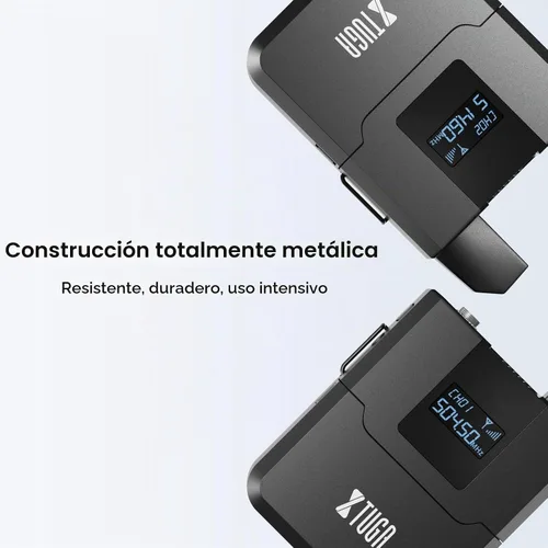 Vista 4 de XTUGA Sistema de micrófono inalámbrico A140, juego de micrófono inalámbrico UHF de 4 canales con cuatro micrófonos BodyPack, construcción totalmente