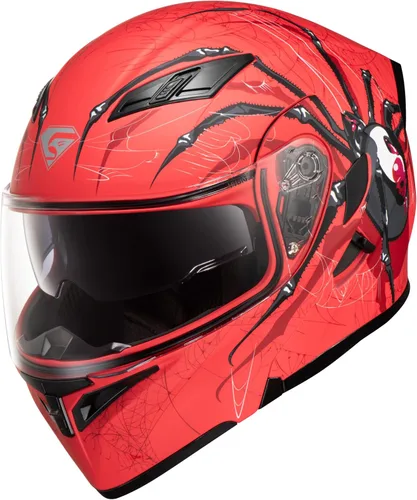 Vista 5 de KYPARA Casco modular de doble visera abatible de cara completa para motocicleta con certificación DOT de impresionismo