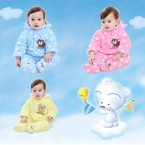 Vista 4 de Xifamniy Mameluco para bebé recién nacido con capucha gruesa para invierno para exteriores traje de nieve para niñas y niños