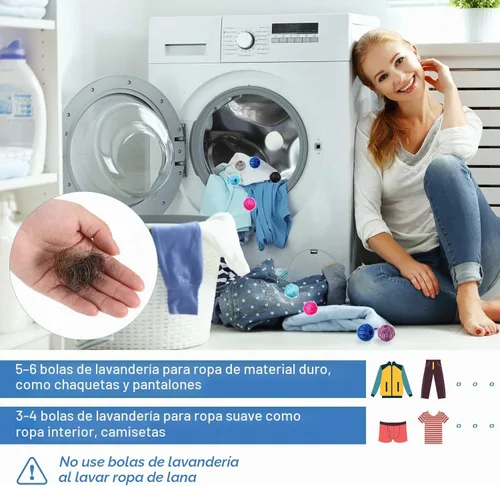 Vista 6 de Blulu 24 unidades de removedor de pelo de mascotas para secadora de ropa, bolas reutilizables para lavadora, atrapa pelo mascotas, perros y gatos