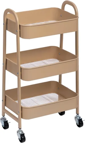 Vista 11 de AGTEK Carrito utilitario de 3 niveles con ruedas bloqueables, almacenamiento multifuncional de metal, carrito organizador para cocina, oficina, sala