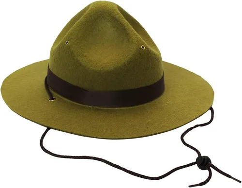 Vista 6 de Funny Party Hats Sombrero de guardabosques - Sombrero de campaña militar de sargento de taladro marrón