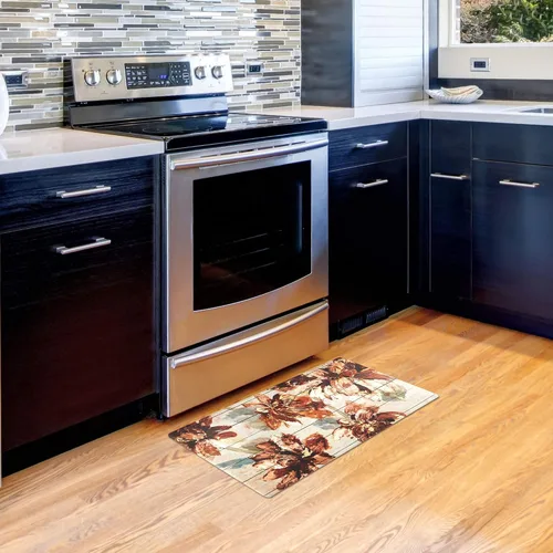 Vista 2 de J&V TEXTILES Tapete de cocina antifatiga para piso, alfombra corredor de cocina acolchada con temática en relieve, antideslizante, fácil de limpiar