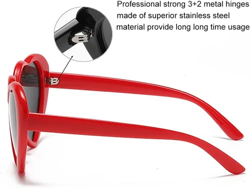 Vista 3 de Armear - Lentes grandes de sol para mujer, diseño retro con forma de corazón UV400