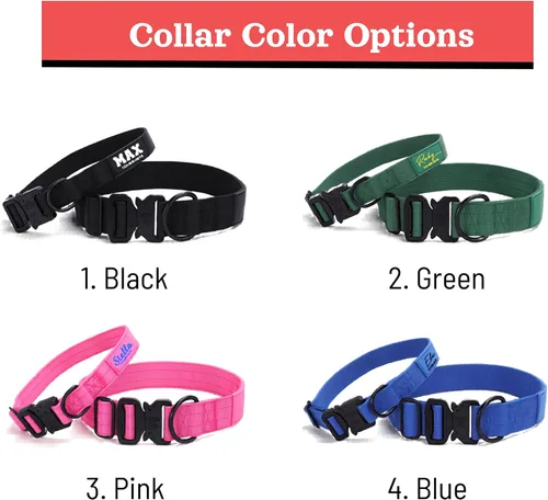 Vista 6 de Collar de Perro Personalizado Premium - Collar de Perro Táctico de Servicio Pesado con Nombre y Número de Teléfono, Collares de Perro para Perros