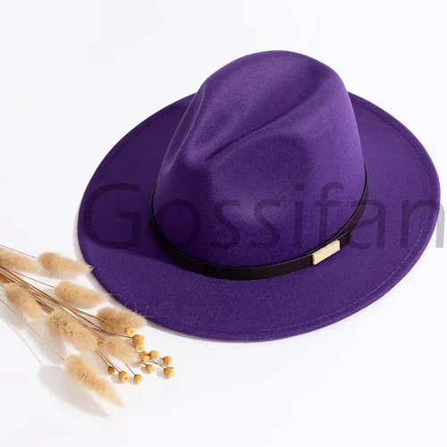 Vista 80 de Sombreros Fedora para hombre, sombrero Panamá de ala ancha con cinturón clásico Unisex Felt Fedora, Adjustable Fit, Breathable Sweatband, All-Day