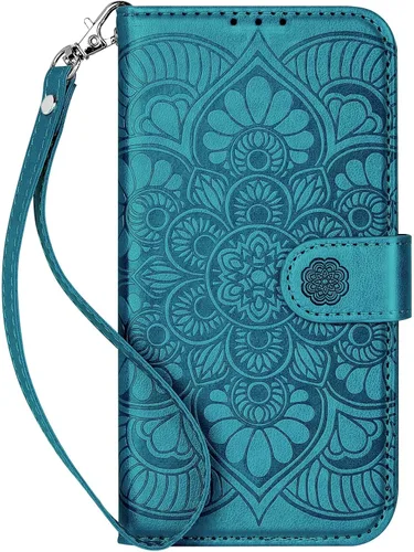 Vista 11 de Funda tipo cartera para iPhone 11, bloqueo RFID, soporte para 3 tarjetas con ranura para tarjetas de crédito, funda protectora magnética de piel