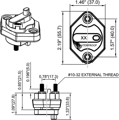 Vista 5 de Disyuntor de montaje en panel de 12 V, 24 V, 32 V CC, 20 A, con botón de reinicio manual conmutable para auto, camión, RV, remolque, automóvil
