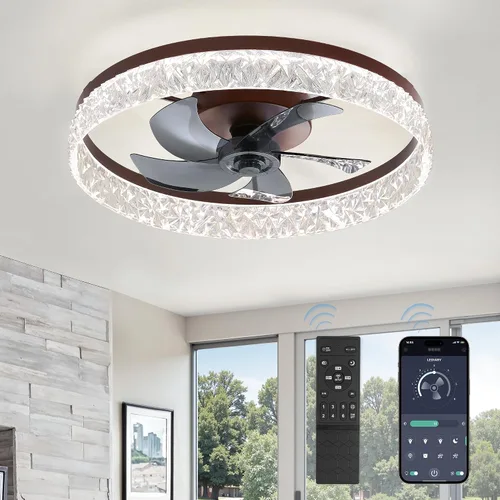 Vista 22 de LEDIARY Ventiladores de techo modernos de 20 pulgadas con luces y control remoto, ventilador de techo regulable de perfil bajo, ventilador de techo