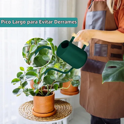 Vista 2 de Regadera para plantas de interior, 35 onzas, pequeña regadera de metal de acero inoxidable para interiores, moderna maceta decorativa con boquilla