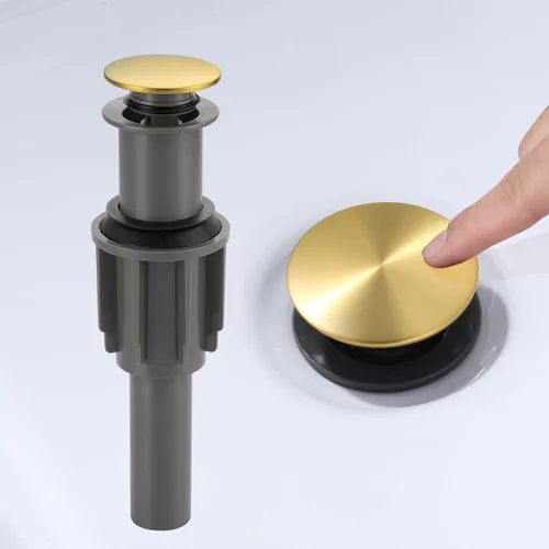Vista 16 de ARCORA - Drenaje de lavabo con desbordamiento, tapón de lavabo de baño con varilla de elevación, drenaje mate negro para lavabo de recipiente