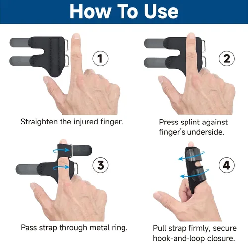 Vista 4 de SUNBURST Férula para dedos: gatillo ajustable para dedos pulgar, índice y medio, fácil ajuste con una sola mano, transpirable y reutilizable