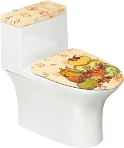Vista 21 de Juego de decoración de baño de 2 piezas con diseño de muñeco de nieve de Navidad, cubierta de tanque para asiento de inodoro