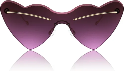Vista 2 de FEISEDY Gafas de sol en forma de corazón, lentes de amor de moda para mujer, UV400, lentes de corte B4130
