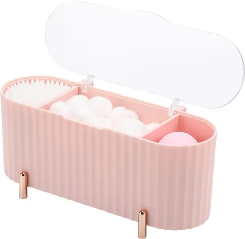 Vista 8 de Tecbeauty Soporte y dispensador de almohadilla de algodón 2 en 1, organizador de pared con caja de almacenamiento para bolas de algodón, hilo