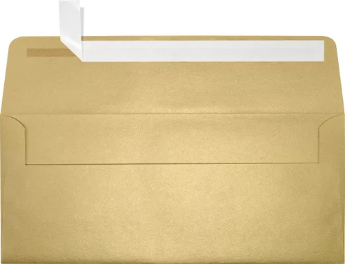 Vista 9 de LUXPaper Sobres comerciales #10 Despegar y prensar 4 1/8 pulgadas x 9 1/2 pulgadas aguamarina metálica Texto de 80 libras 50