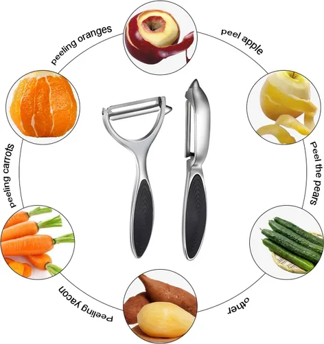 Vista 3 de peladores de patatas, pelador de verduras, peladores para cocina, adecuado para cocina, restaurante, pelado y rallador de frutas y verduras