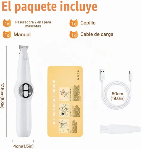 Vista 9 de Mcbazel Cortadora de uñas y microprecisión 2 en 1 para mascotas, multifuncional, recargable, con luz LED, para patas, ojos, orejas, glúteos